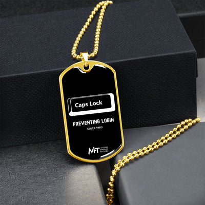 Caps Lock  Graphical Dog Tag and Ball Chain