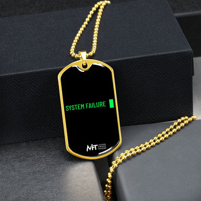 System Failure -  Graphical Dog Tag and Ball Chain