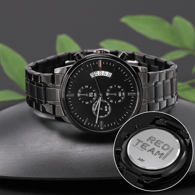 Cyber Security Red Team V8 - Black Chronograph Watch ( Premium Box)