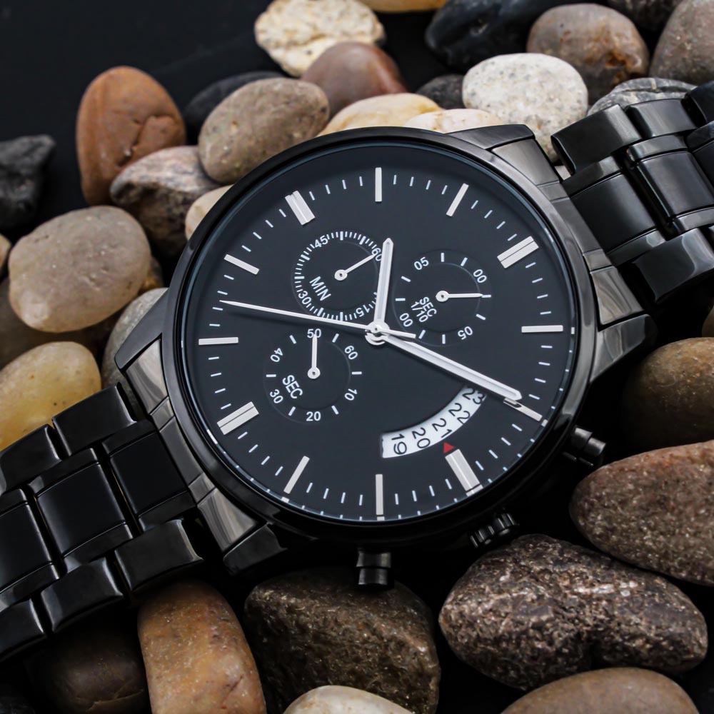 The perfect gift for all the special men in your life - Customized Black Chronograph Watch