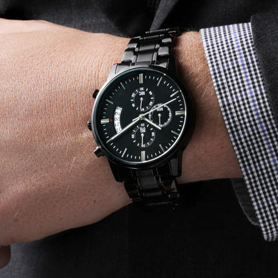 The perfect gift for all the special men in your life - Customized Black Chronograph Watch