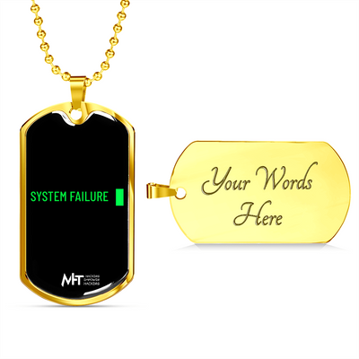 System Failure -  Graphical Dog Tag and Ball Chain