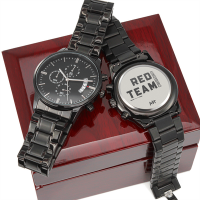 Cyber Security Red Team V7 - Black Chronograph Watch ( Premium Box)