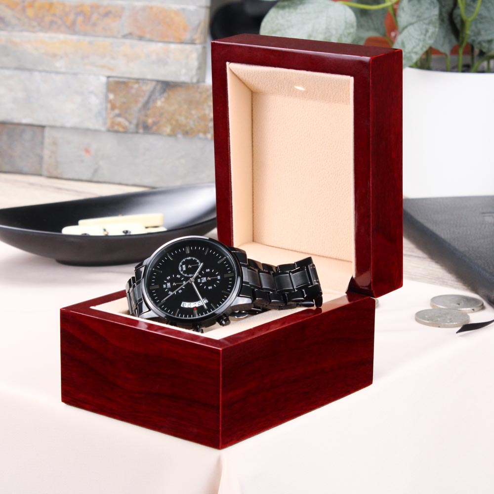 Black Hat Hacker - Black Chronograph Watch (Premium Box)
