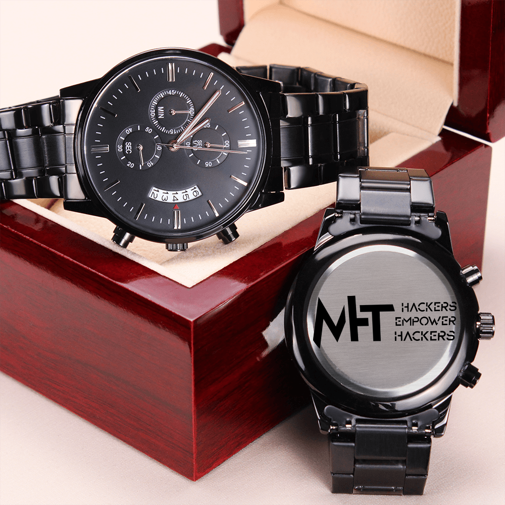 MyHackerTech - Black Chronograph Watch (Premium Box)