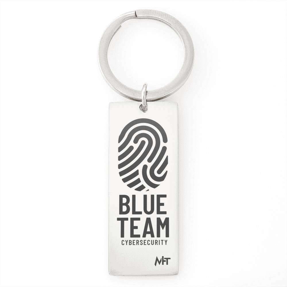 Cyber Security Blue Team v1 - Rectangle Keychain (Stainless Steel) Personalized