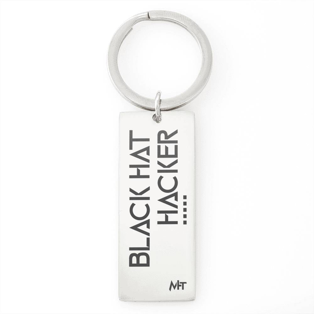 Black Hat Hacker v1 - Rectangle Keychain (Stainless Steel) Personalized