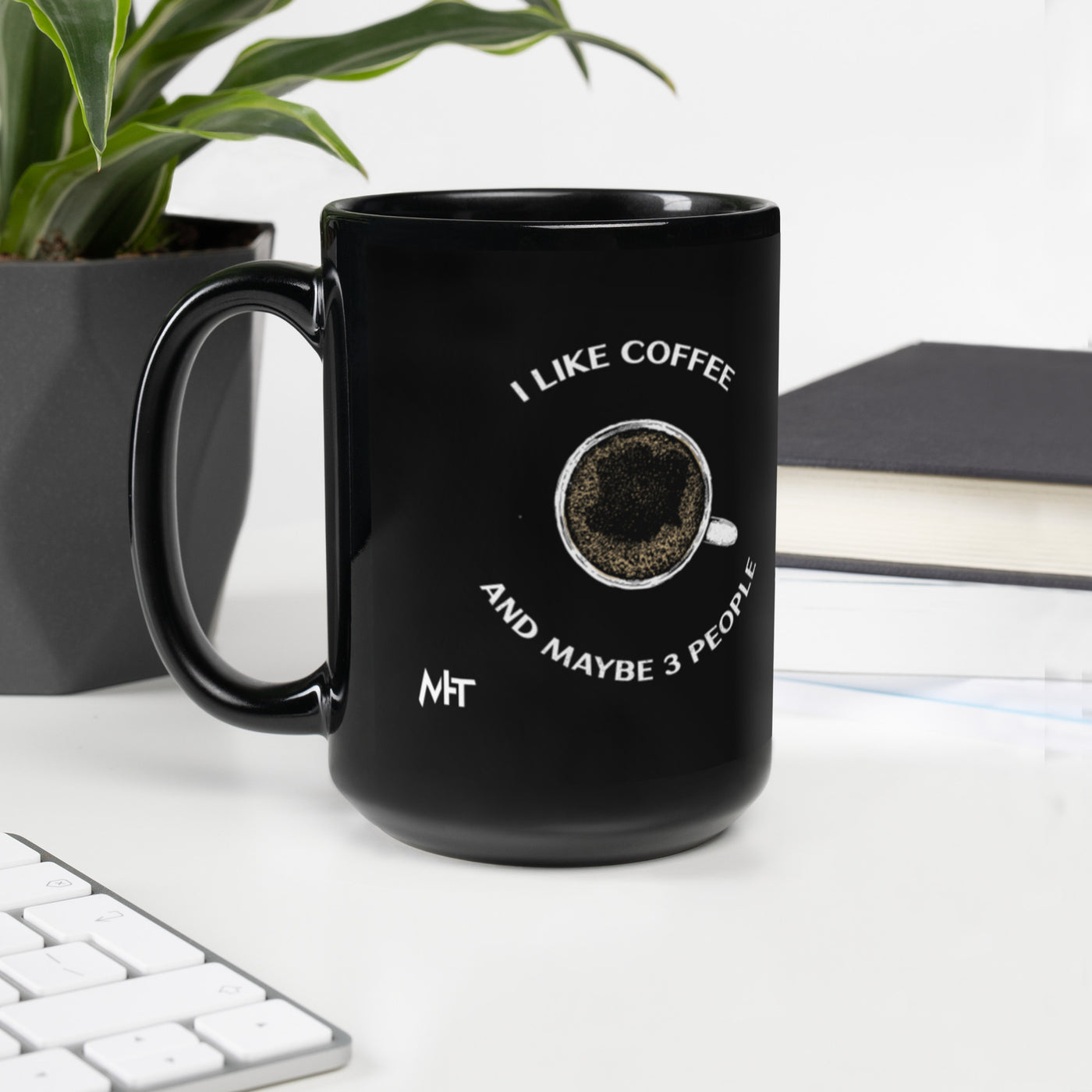 I like coffee - Black Glossy Mug