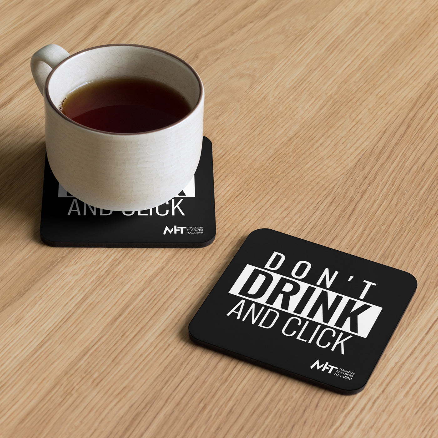 Don't drink and click - Cork-back coaster