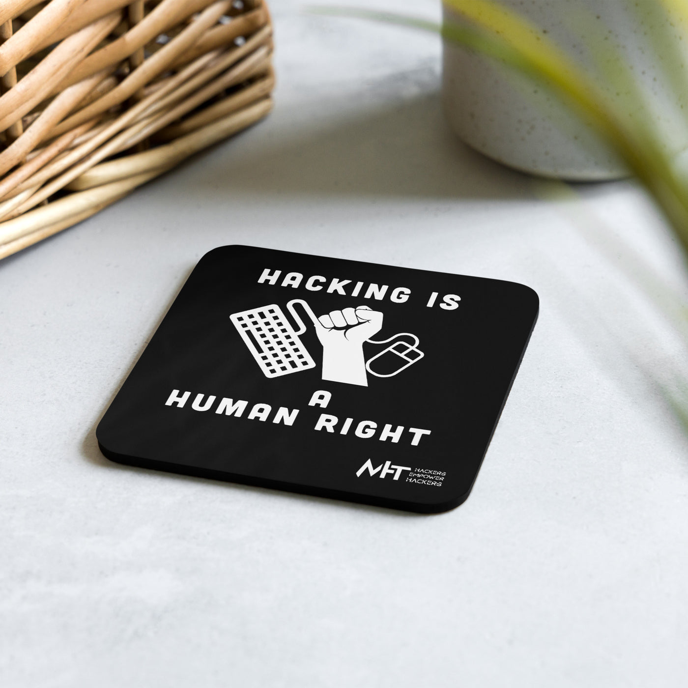 Hacking is a human right - Cork-back coaster