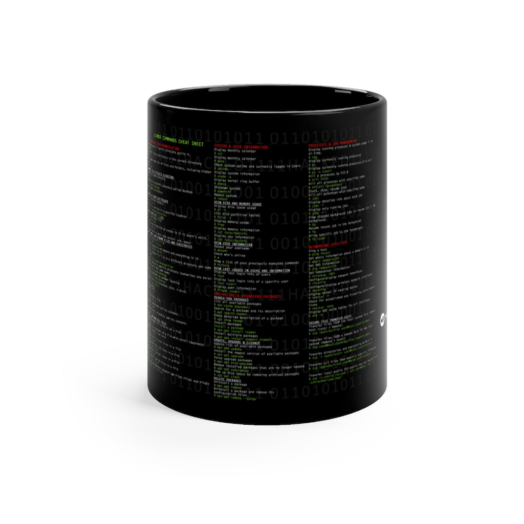 Linux Commands Cheat Sheet - mug 11oz
