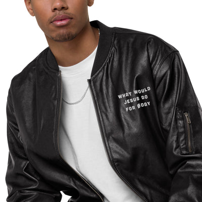 What would Jesus do for 0 day - Leather Bomber Jacket