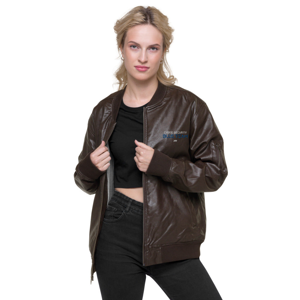 Cybersecurity Blue Team v4 - Leather Bomber Jacket