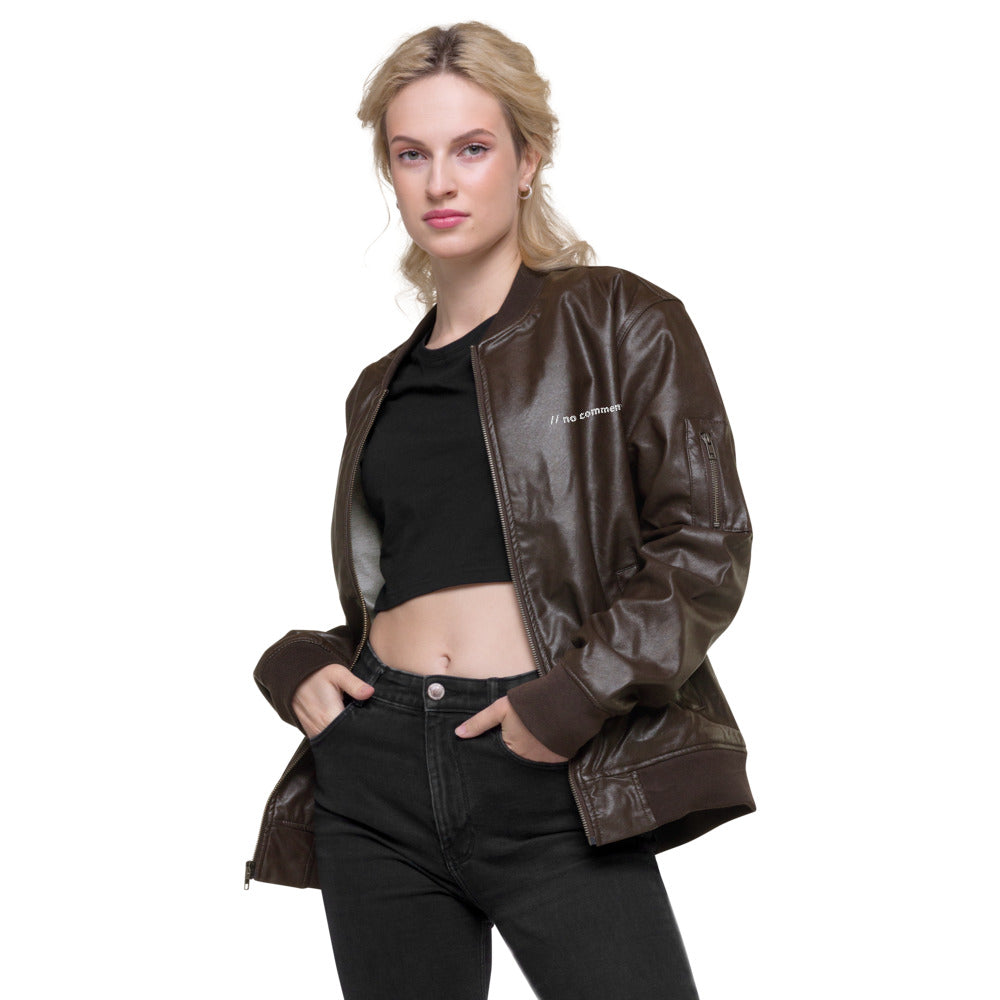 no comment - Leather Bomber Jacket