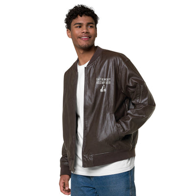 Can't be hacked, Hold my Beer - Leather Bomber Jacket