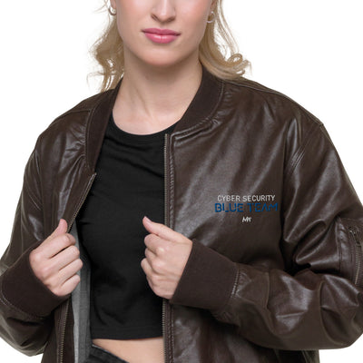 Cybersecurity Blue Team v4 - Leather Bomber Jacket
