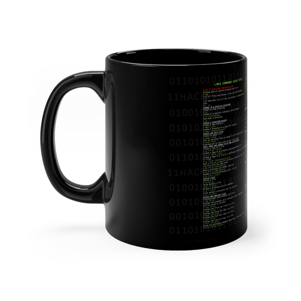 Linux Commands Cheat Sheet - mug 11oz