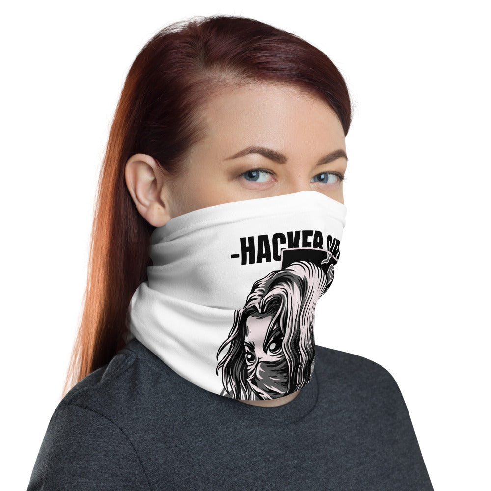 Hacker Girl - Neck Gaiter (black text)