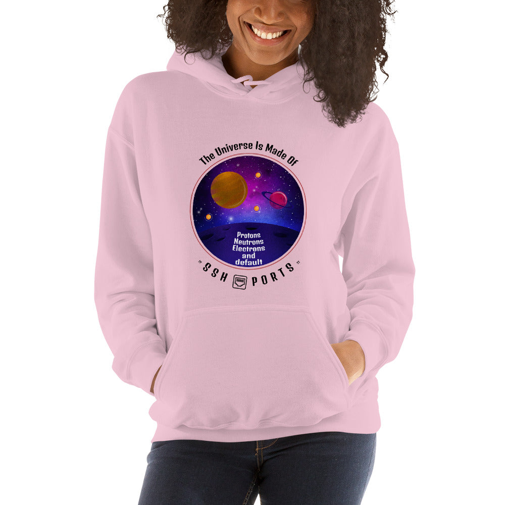 The Universe Is Made Of Default SSH Ports - Unisex Hoodie (black text)