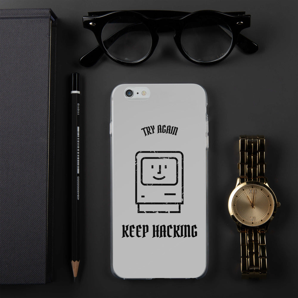 Keep hacking - iPhone Case (black text)