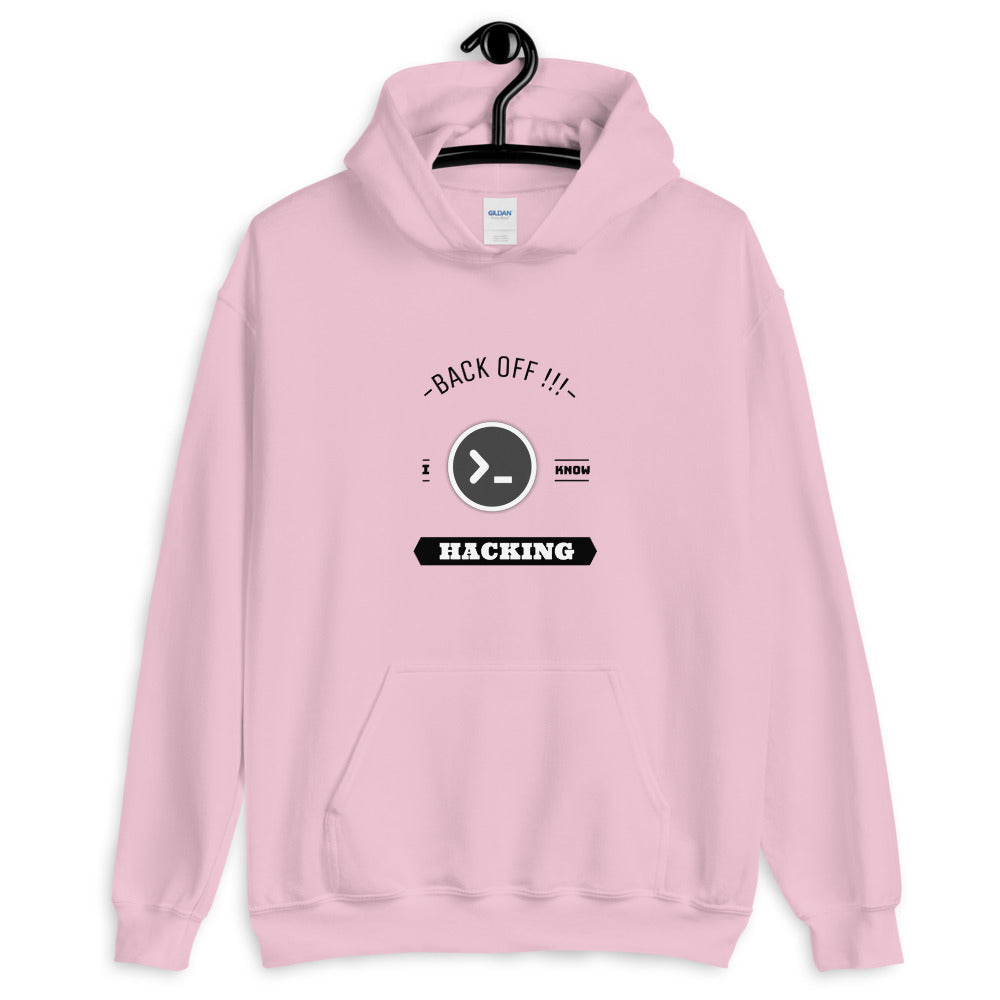 Back off I know hacking - Unisex Hoodie (black text)