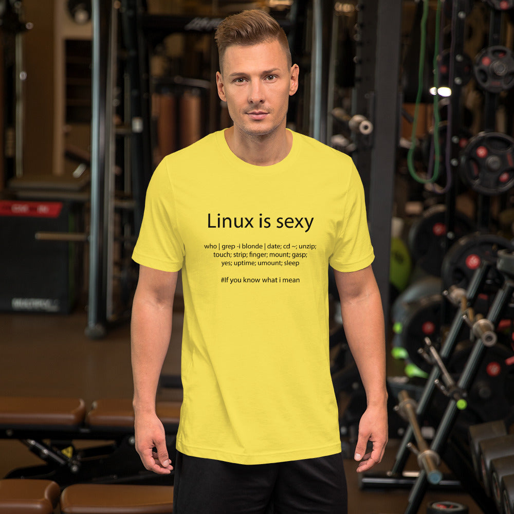Linux is sexy - Short-Sleeve Unisex T-Shirt (Black text)