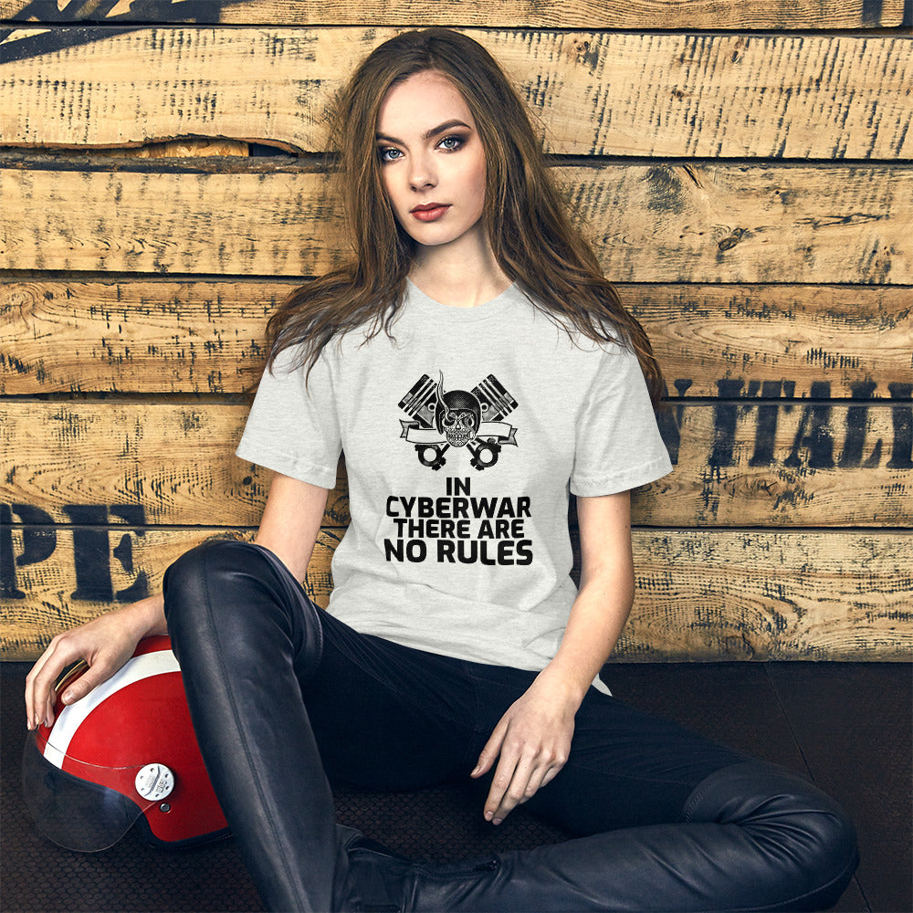In cyberwar, there are no rules - Short-Sleeve Unisex T-Shirt (black text)
