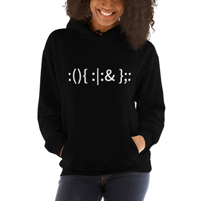Linux Hackers - Bash Fork Bomb - Hooded Sweatshirt (White text)