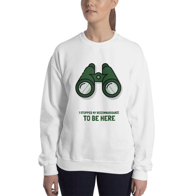 I STOPPED MY RECONNAISSANCE TO BE HERE - Sweatshirt (green text)