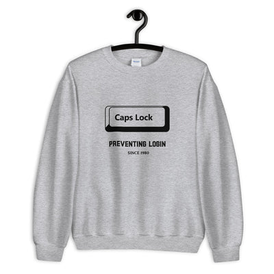 Caps Lock preventing login since 1980 - Unisex Sweatshirt (black text)