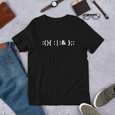 Linux Hackers - Bash Fork Bomb - White Text - Short-Sleeve Unisex T-Shirt