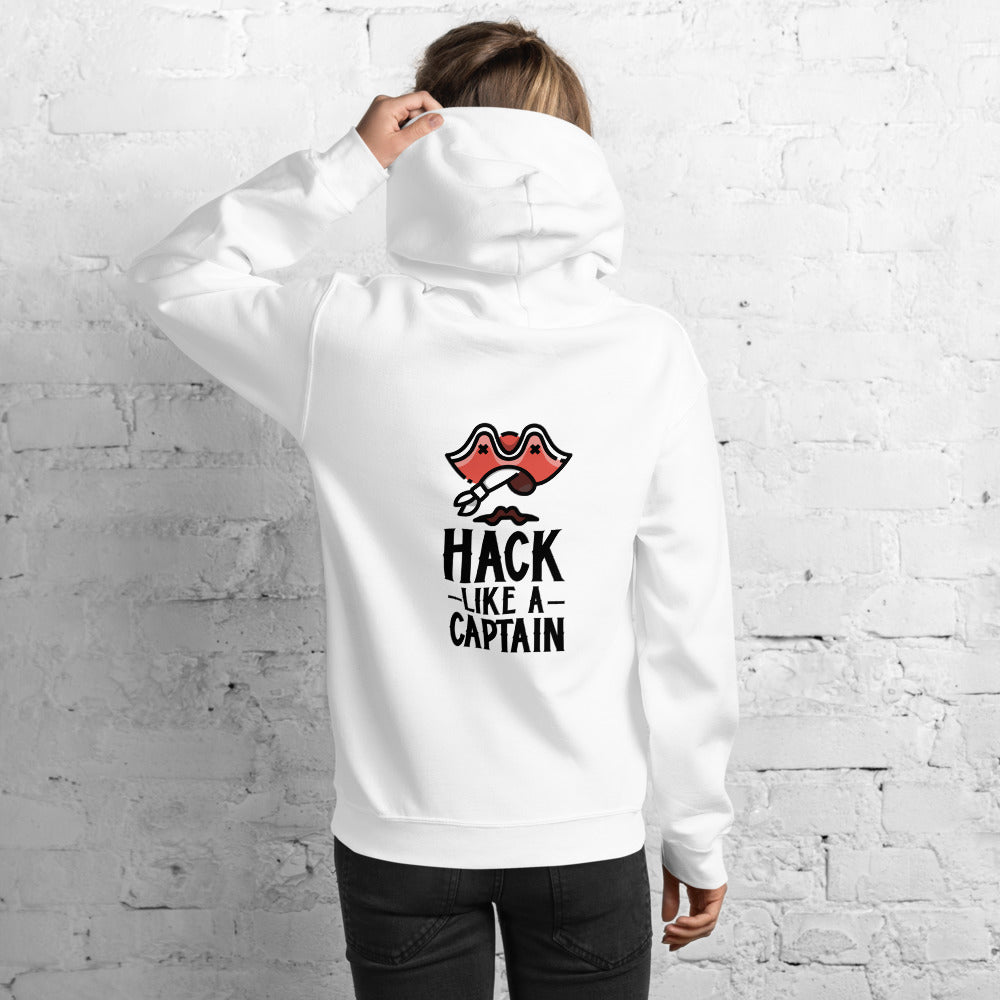 Hack like a captain - Unisex Hoodie (black text)