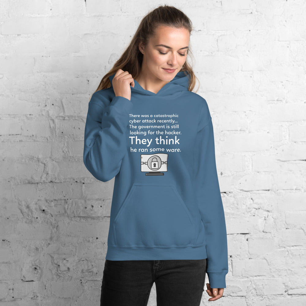 They think he ran some ware - Unisex Hoodie (black text)