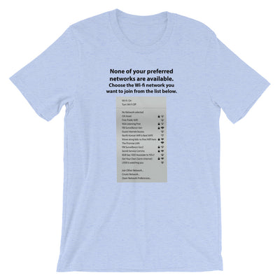 None of your preferred networks are available - Short-Sleeve Unisex T-Shirt (black text)