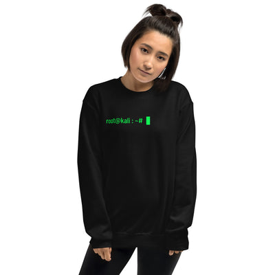 root@kali : ~# - Unisex Sweatshirt (green text)