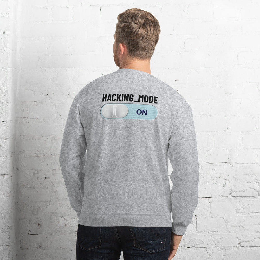 Hacking mode ON - Unisex Sweatshirt (black text)