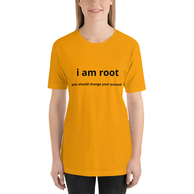 i am root - Short-Sleeve Unisex T-Shirt (black text)