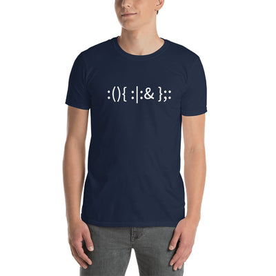 Linux Hackers - Bash Fork Bomb - White Text  Short-Sleeve Unisex T-Shirt