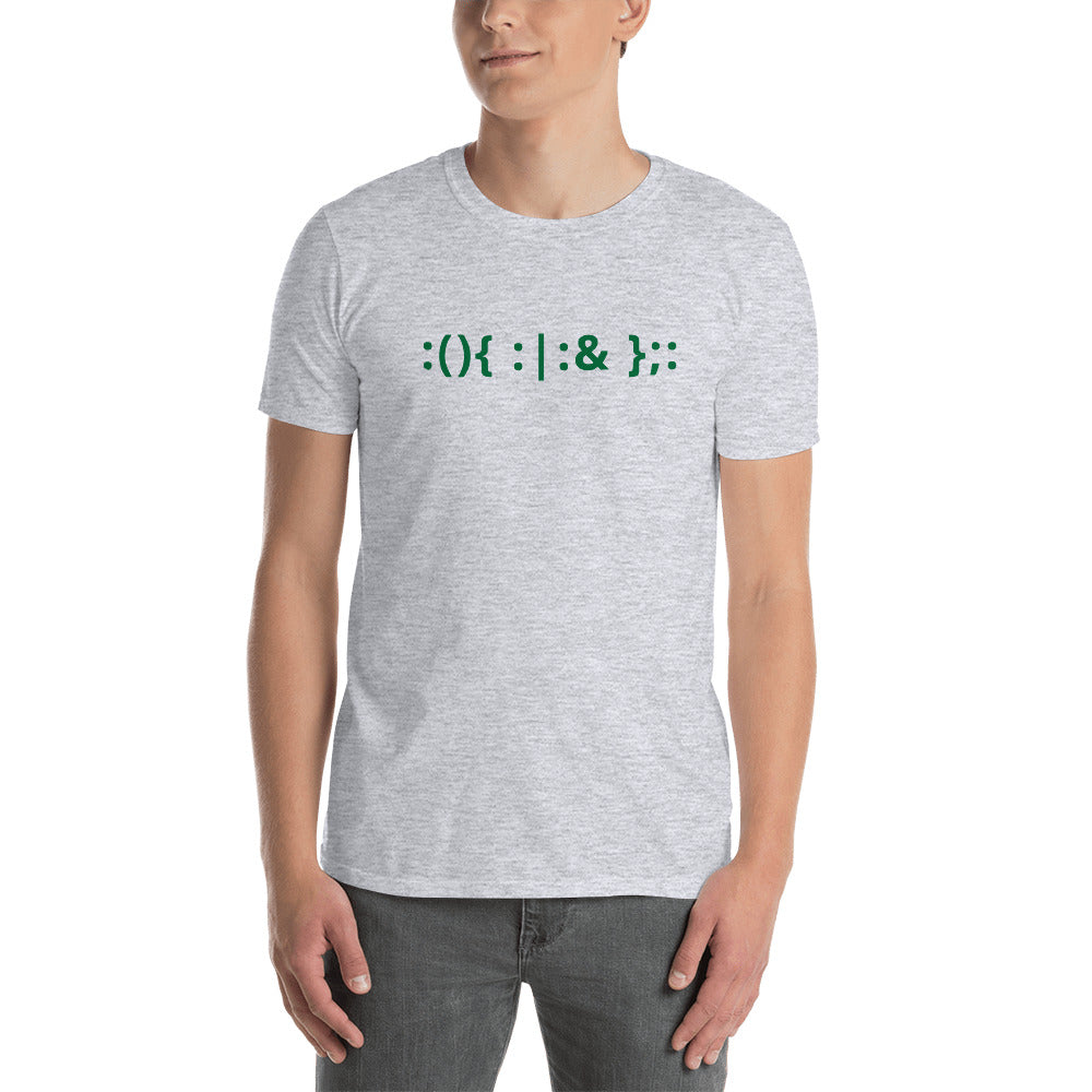 Linux Hackers - Bash Fork Bomb - Green Text - Short-Sleeve Unisex T-Shirt