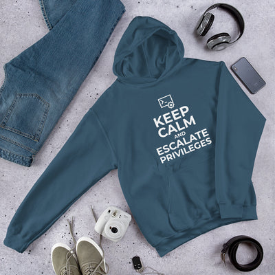 Keep calm and escalate privileges - Unisex Hoodie (white text)