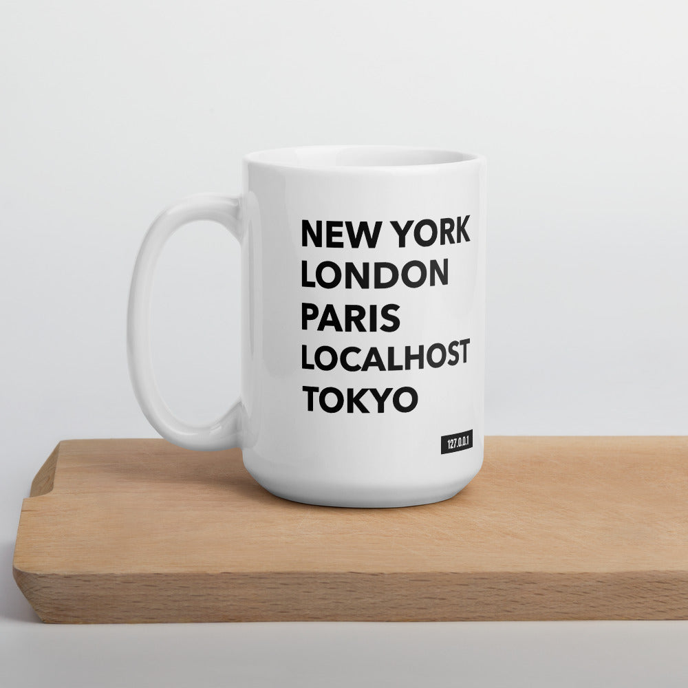 New York London Paris Localhost Tokyo 127.0.0.1 -Mug