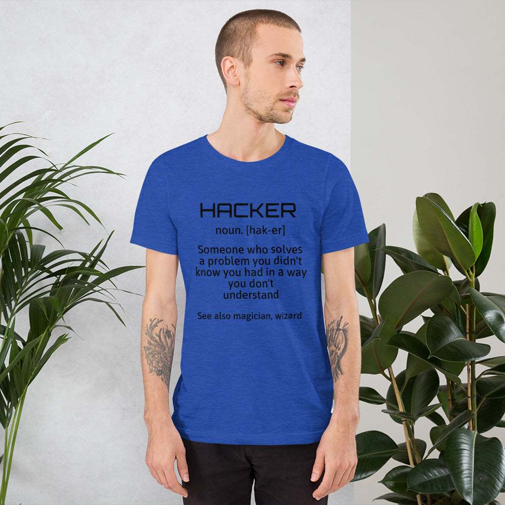 Hacker - Short-Sleeve Unisex T-Shirt (black text)