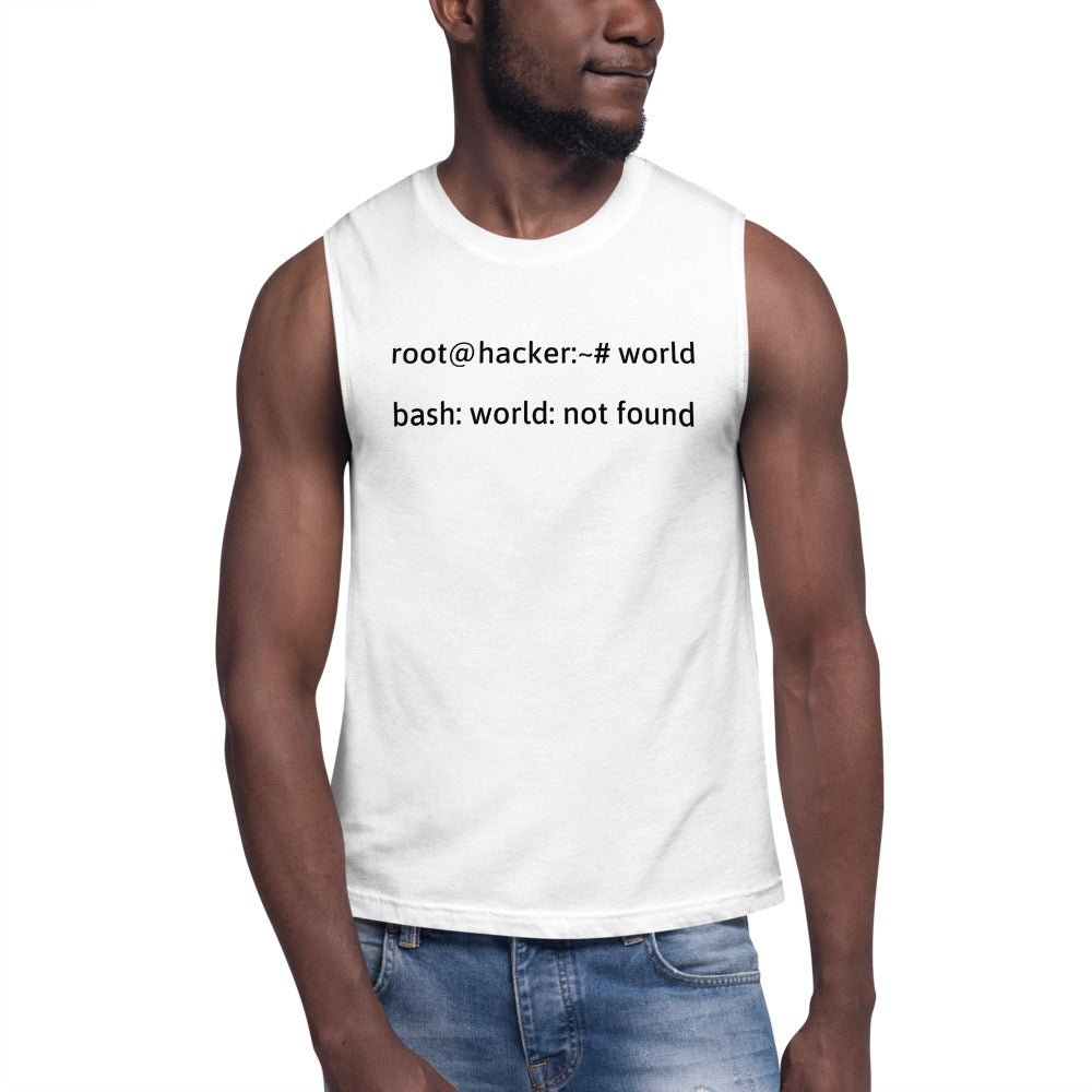 Linux Tweaks - world not found - Muscle Shirt (black text)