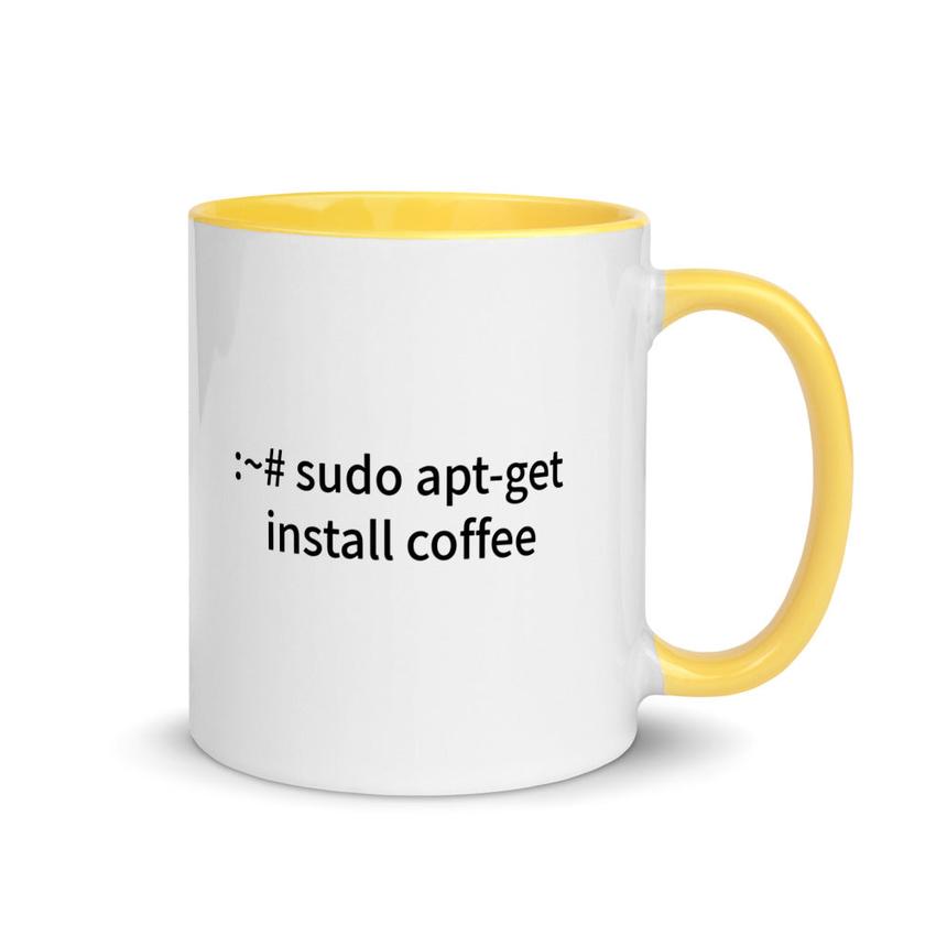 sudo apt-get install coffee - Mug with Color Inside – MyHackerTech