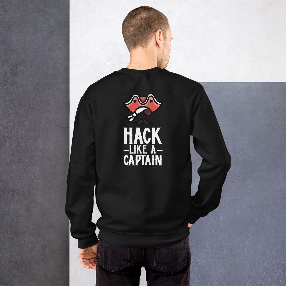 Hack like a captain - Unisex Sweatshirt (white text)