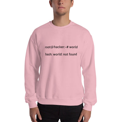 root@hacker:~# world  bash: world: not found - Sweatshirt (black text)