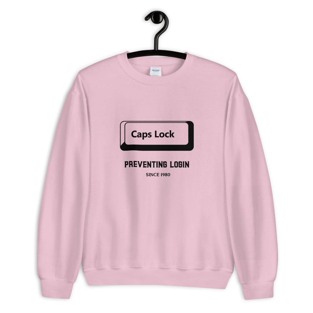 Caps Lock preventing login since 1980 - Unisex Sweatshirt (black text)