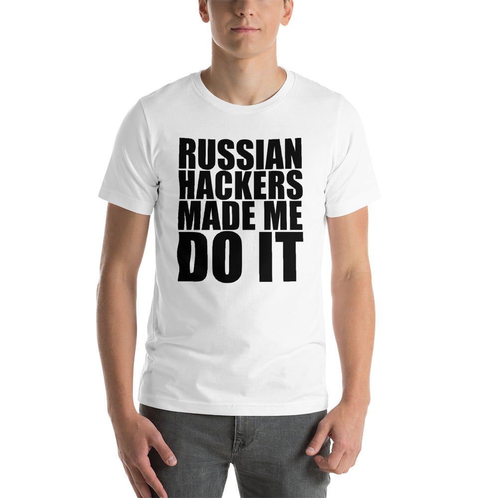 Russian hackers - Short-Sleeve Unisex T-Shirt (black text)