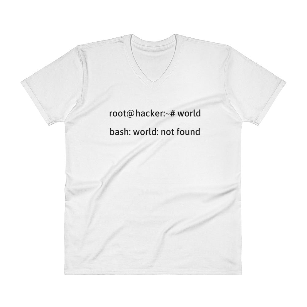 Linux Tweaks - world not found - V-Neck T-Shirt (black text)