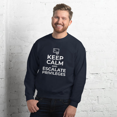 Keep calm and escalate privileges - Unisex Sweatshirt (white text)